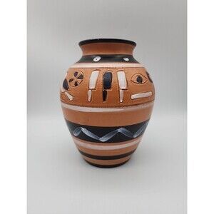 Italian Made Hieroglyphics Egyptian Styled Terracotta Vase Made in Italy